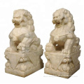 China marble made hand carved outdoor lion foo dogs garden stone statue